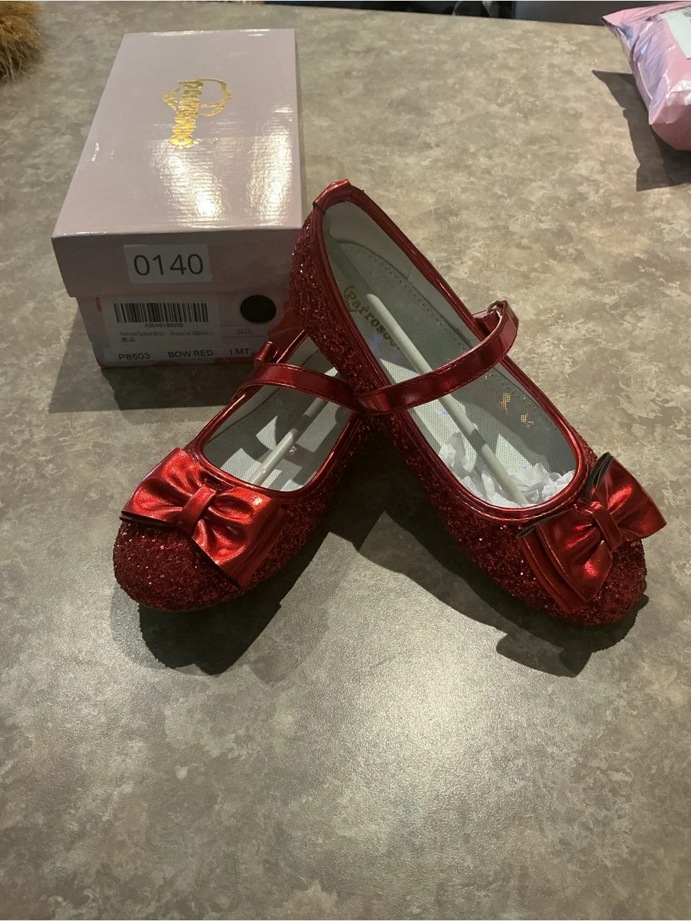 Ruby Red Shoes Slippers Girls Shimmer Red Mary Jane Flats Bow Wizard of Oz
